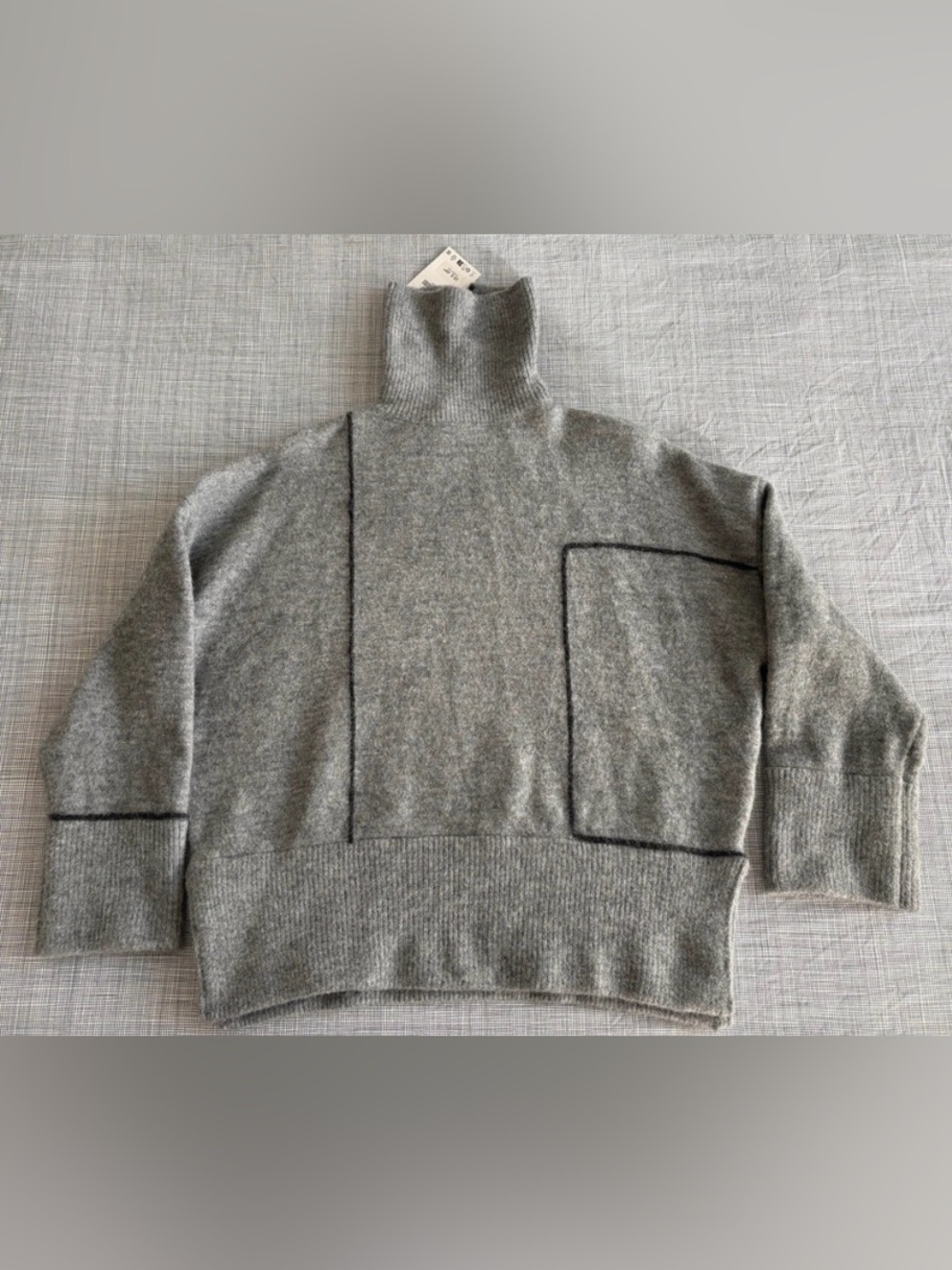 NWT Zara Gray Knit Mock Turtleneck Sweater Sleeve M- Code 1361